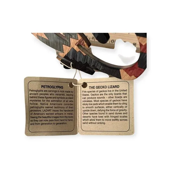 New VTG LAZART 3pc Southwest Metal on Sandstone Sculpture  Gecko Turtle & Bear - Picture 12 of 12